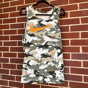 Nike Dri-Fit Tank Top T Shirt Camo Camouflage Orange Swoosh